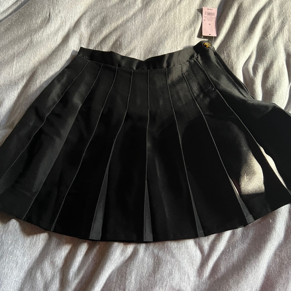 Wild Fable Black Mini Pleated Skater Skirt